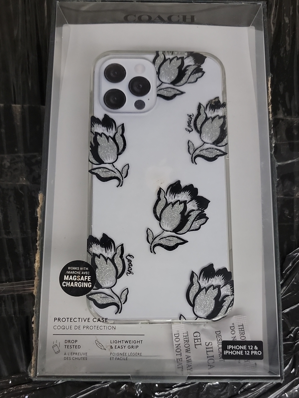 Coach White Floral iPhone 12/12 Pro Case with Black Accents